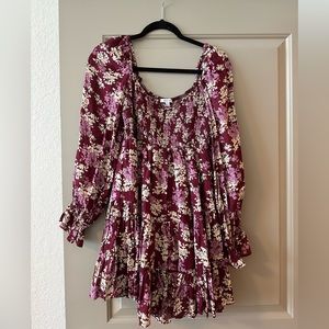 Smocked Floral Babydoll Dress, Size Small